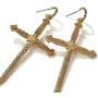 Gold Cross Earrings 14K Gold Plated Texture Mothers Day Couples Special Gifts Vintage Stud Dangle Gold Earrings for Women