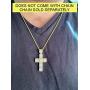 Harlembling Solid 925 Sterling Silver - Mens Iced Baguette Cross Pendant - Flooded Out Fits Up to 6mm Necklace (Rose Gold Finish)