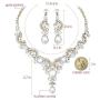 CSY Luxury Teardrop Crystal Necklace Earrings Womens Rhinestone Bridal Wedding Party Costume Jewelry Sets for Brides