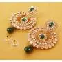 Touchstone Indian Bollywood Chandbali Moon Kundan polki Rhinestones Long Bridal Designer Jewelry Chandelier Earrings for Women in Gold Tone