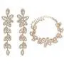 mecresh Flower Teardrop Earring and Bracelets Silver/Gold/Champagne Bridal Jewelry Sets for Women mecresh Flower Teardrop Earring and Bracelets Silver/Gold/Champagne Bridal Jewelry Sets for Women