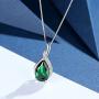 MABELLA Classic Sterling Silver Pendant Necklace Pear Cut Simulated RUBY SAPPHIRE EMERALD Birthstone Jewelry Gifts for Women