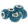 RUBYCA 15MM 20pcs Big Hole Crystal Charm Beads fit European Charm Bracelet Jewelry Indicolite Blue