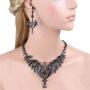 EVER FAITH Austrian Crystal Gothic Style Halloween Skull Bat Necklace Earrings Set