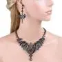 EVER FAITH Austrian Crystal Gothic Style Halloween Skull Bat Necklace Earrings Set EVER FAITH Austrian Crystal Gothic Style Halloween Skull Bat Necklace Earrings Set