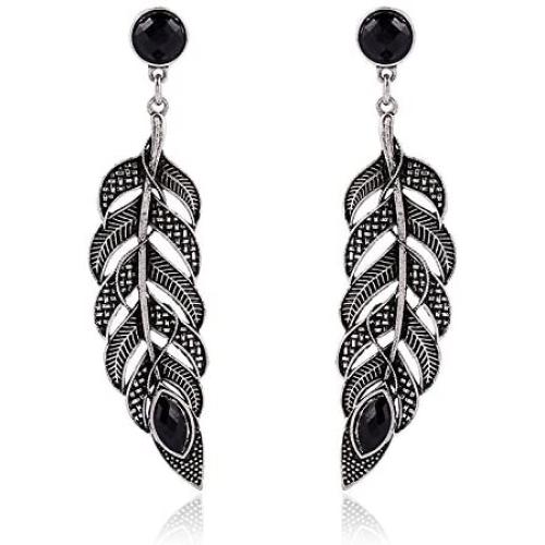 Frodete Crystal Leaf Dangle Earrings for Women Girls Anniversary Wedding Party Jewelry Charms