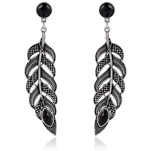 Frodete Crystal Leaf Dangle Earrings for Women Girls Anniversary Wedding Party Jewelry Charms