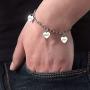 MyNameNecklace Personalized Link Bracelet with Engraved Dangle Heart Shape Charms Sterling Silver 925 or Gold Plating - Custom Made Mothers Jewelry Gift