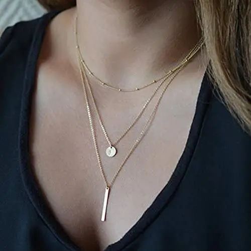 fxmimior Bohemian Dainty Gold Layered Choker Necklaces 3 Tier Sequins Pendant Long Chain Jewelry Choker Necklace for Women and Girls fxmimior Bohemian Dainty Gold Layered Choker Necklaces 3 Tier Sequins Pendant Long Chain Jewelry Choker Necklace for Women and Girls
