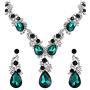 BriLove Womens Wedding Bridal Crystal Multi Teardrop Cluster Statement Necklace Dangle Earrings Set