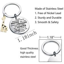 WSNANG Giraffe Lover Keychain You are Braver Stronger Smarter Than You Think Keychain Inspirational Gifts for Giraffe Lover Giraffe Lover
