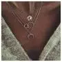 Moon World Map Pendant Necklace Boho Lariat Circle Multilayer Crescent Necklace Chain Jewelry for Women Girls (Silver)