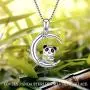YFN Panda Necklace 925 Sterling Silver Panda Necklace Panda Bamboo Pendant Jewelry for Women Gift