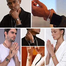 PROSTEEL Stainless Steel Serenity Prayer Bracelet Praying Hands Rosary Bead Religious Vintage Jewelry for Men/Women, fits Wrist from 5.9 to 7.9