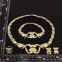 Yulaili XO Teddy Bear 18K Gold Plated Necklace Earrings Bracelet Ring Bridal Jewelry Sets for Women Jewellery Display
