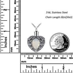 MUERDOU Urn Necklaces for Ashes Urns for Human Ashes Angel Wing Birthstone Cremation Jewelry Keepsake Holder Memorial Necklace Pendant