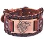 GUNGNEER Norse Vegvisir Wolf Tree of Life Yggdrasil Valknut Rope Knot Brown Leather Bracelet Viking Gift for Men Women Great Amulet