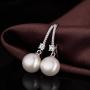 Han han Pearl Dangle Earrings with Leverback Design, 925 Sterling Silver Pearl Drop Earrings for Women, CZ Diamond Pearl Earrings Black and White Pearl Jewelry, Gift for Women, Ladies