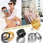ChainsHouse Sturdy Cuban Link Chain Ring for Men Women, Black/18K Real Gold Plated, 316L Stainless Steel Band Rings, Size 5 to 12, Custom Available, with Gift Box