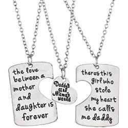 “Daddys Girl Mamas World” Necklace | Adorable Round Pendant Necklace Set of 3 | Best Family Gift