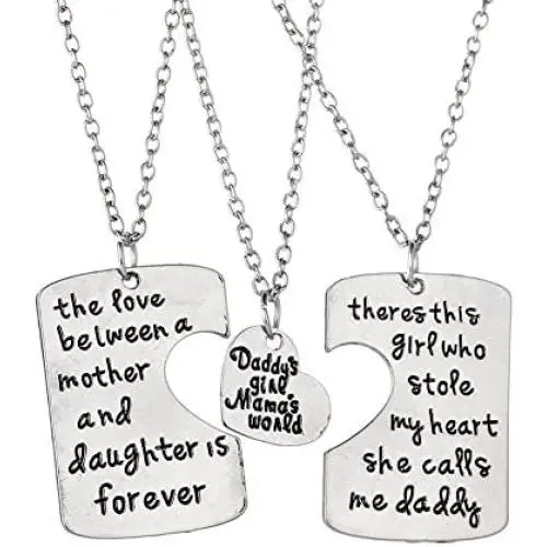 “Daddys Girl Mamas World” Necklace | Adorable Round Pendant Necklace Set of 3 | Best Family Gift “Daddys Girl Mamas World” Necklace | Adorable Round Pendant Necklace Set of 3 | Best Family Gift
