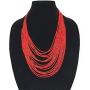 Necklace / 20 Layers Bib Statement Collar Glass Beaded Choker Necklace Fashion Jewelry For Women (Red)