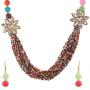Efulgenz Fashion Chunky Multi Layered Faux Pearl Crystal Floral Statement Necklace Earrings Costume Jewelry Set (Color Options)