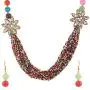 Efulgenz Fashion Chunky Multi Layered Faux Pearl Crystal Floral Statement Necklace Earrings Costume Jewelry Set (Color Options)