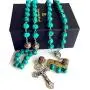 elegantmedical Turquoise TIBET COPPER BEADS STERLING 925 SILVER ROSARY NECKLACE Catholic elegantmedical Turquoise TIBET COPPER BEADS STERLING 925 SILVER ROSARY NECKLACE Catholic