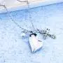 Fanery Sue Personalized Cremation Urn Necklace for Ashes Memorial Custom Heart Angel Wing Pendant