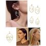 Thunaraz 6Pairs Face Earring Set Geometric Modeling Dangle Hollow Face Hand Shape Drop Earring for Women Teens Girls