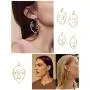 Thunaraz 6Pairs Face Earring Set Geometric Modeling Dangle Hollow Face Hand Shape Drop Earring for Women Teens Girls