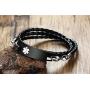 XUANPAI Free Custom Engraved Multilayer Braided Leather Bangle Medical Alert ID Bracelet for Womens Mens