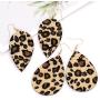 Leopard Print Bangle Bracelet Drop Earrings for Women Cheetah Leather Snakeskin Print Jewelry Set