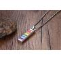 Ropman Rainbow Lesbian Pride Necklace LGBTQ Accessories Stainless Steel Bar Pendant Gay Jewelry for Unisex