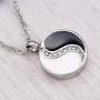 Cremation Jewelry for Ashes Yin and Yang w/CZ Stone Tai Chi Necklaces Stainless Pendant Free 20 Inch Chain+Fill Kit