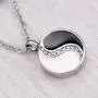 Cremation Jewelry for Ashes Yin and Yang w/CZ Stone Tai Chi Necklaces Stainless Pendant Free 20 Inch Chain+Fill Kit