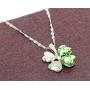 NEVERMORE Shimmering Shamrock Green Four Leaf Clover Crystal Pendant Necklace with Silver Chain for St Patricks Day