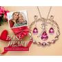 CDE Rose Flower Jewelry Sets for Women 4 Pieces Sets Rose Gold Plated Necklace with Crystals Mothers Day Jewelry Gifts for Her