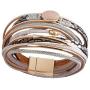 Bfiyi Leather Wrap Bracelet Prime Cuff Wristband Gold Tube Bracelet Multilayer Boho Bracelet for Women, Sister, Wife