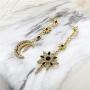 KaFu Moon and Star Earrings Long Dangle Stud Fashion Shiny Crystal Star Moon White Gold Color Drop Earrings Jewelry for Women Girl