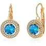 Swarovski Crystal Halo Round Drop Leverback Earrings for Women 14K Rose Gold Plated Hypoallergenic Jewelry Swarovski Crystal Halo Round Drop Leverback Earrings for Women 14K Rose Gold Plated Hypoallergenic Jewelry