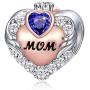FOREVER QUEEN Love Heart Mom January Birthstone Charm for Bracelet 925 Sterling Silver Mom Charms Bead for Bracelet, Best Birthday Gift for Mom with Jewelry Box