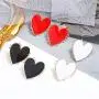Punk Gold Edge Vintage Bohemia Big Red Heart Earrings For Women Fashion Girl Large Sweet Heart Statement Earrings Party Jewelry 4 pcs