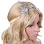 BABEYOND 1920s Flapper Headband and Gatsby Bracelet Adjustable Ring Set Great Gatsby Inspired Leaf Simulated 1920s Jewelry Set Silver-Tone