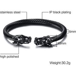 Mgutillart Punk Rock 10MM Titanium Steel Dragon Cuff Bracelet