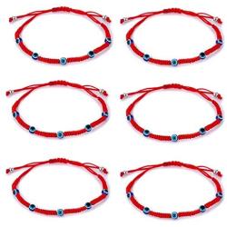 6pcs Evil Eye String Kabbalah Bracelets for Protection and Luck Hand-Woven Red Rope Cord Thread Friendship Bracelet Anklet (HS028-5)