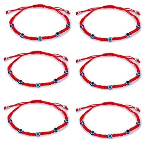 6pcs Evil Eye String Kabbalah Bracelets for Protection and Luck Hand-Woven Red Rope Cord Thread Friendship Bracelet Anklet (HS028-5)