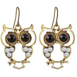 Owl Earrings for Women,Retro Copper Owl Zircon Dangle Earrings,Boho Cute Owl Bird Earrings For Girls,Gifts for Owl Animal Lovers