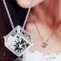 Crystalline Azuria White Zirconia Crystals Cube Set Pendant Necklace 18'' Dangle Earrings 18 ct White Gold Plated